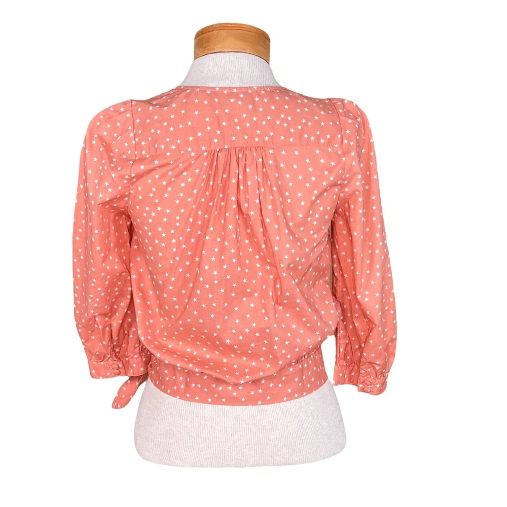 Madewell Wrap Blouse With Star Print & 3/4 Sleeves NWT SIZE XXS But Over…